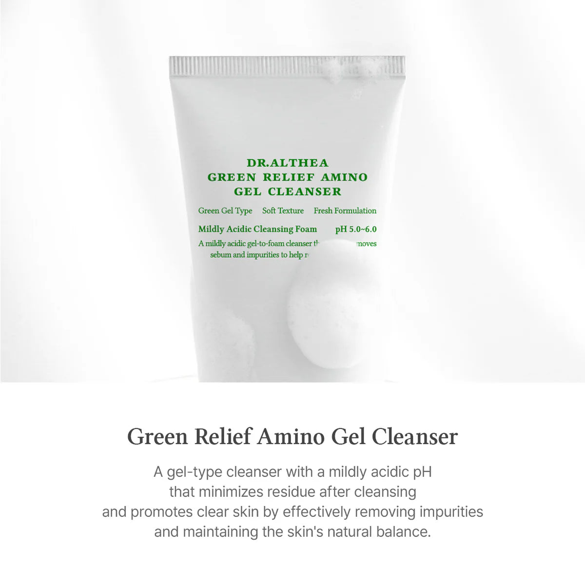 Švelnus gelinis prausiklis "Green Relief Amino Gel Cleanser", 100 ml