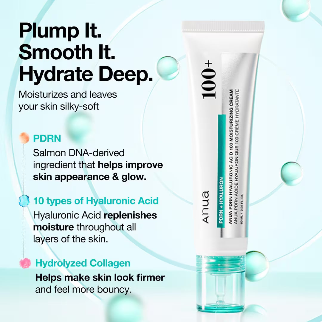 Drėkinamasis veido kremas "PDRN Hyaluronic Acid 100 Moisturizing Cream", 60 ml