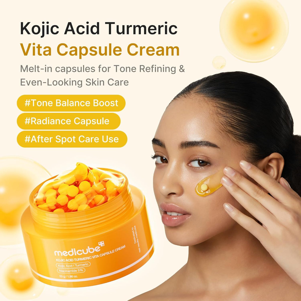 Skaistinamasis veido kremas "Kojic Acid Turmeric Vita Capsule Cream", 53 g