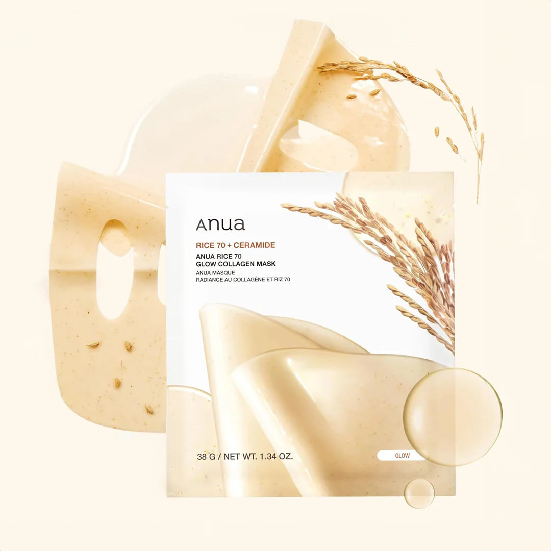 Švytėjimo suteikianti hidrogelinė veido kaukė "Rice 70 Glow Collagen Mask"