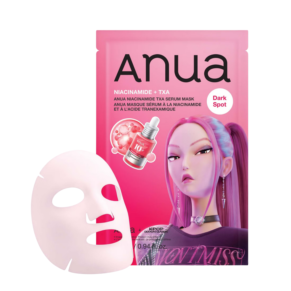 Riboto leidimo lakštinė veido kaukė su niacinamidu"K-Pop Demon Hunters Niacinamide TXA Serum Mask"