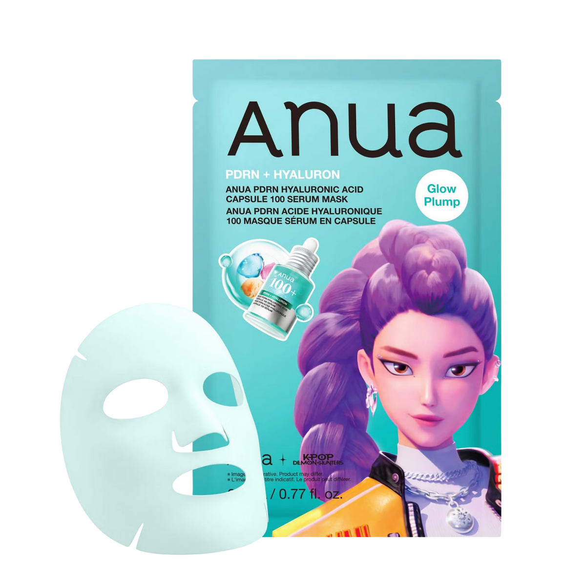 Riboto leidimo lakštinė veido kaukė "K-Pop Demon Hunters PDRN Hyaluronic Acid Capsule 100 Serum Mask"