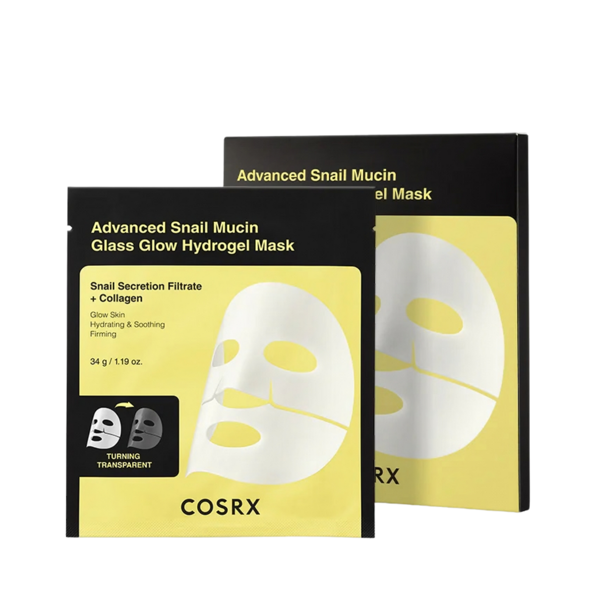 Hidrogelinė veido kaukė su sraigių mucinu "Advanced Snail Mucin Glass Glow Hydrogel Mask"