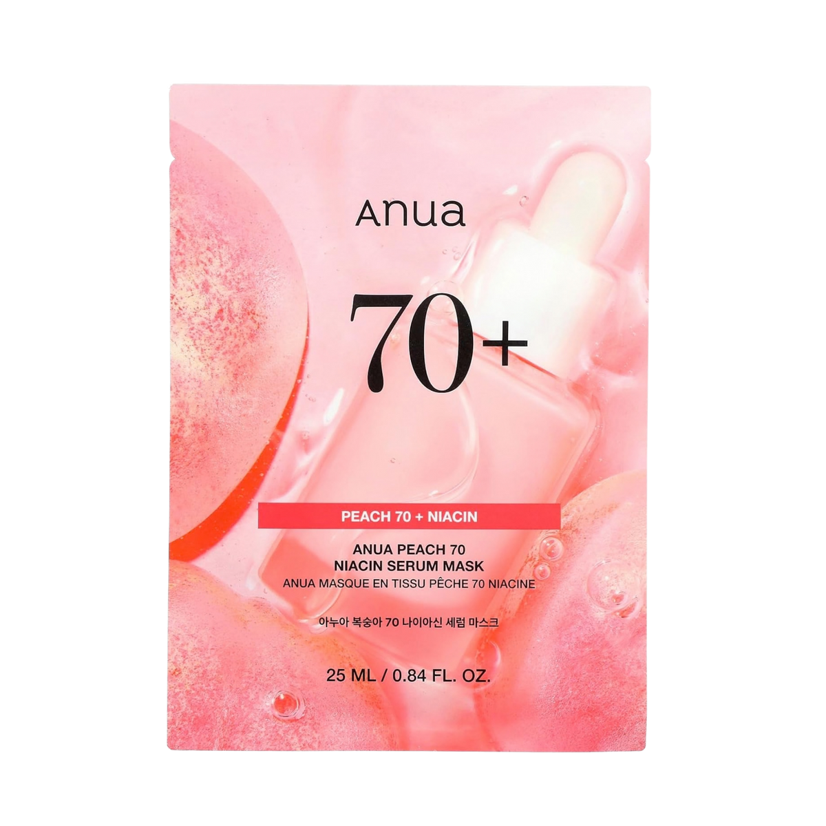 Veido kaukė su persikų ekstraktu ir niacinamidu "Peach 70 Niacin Serum Mask", 25 ml