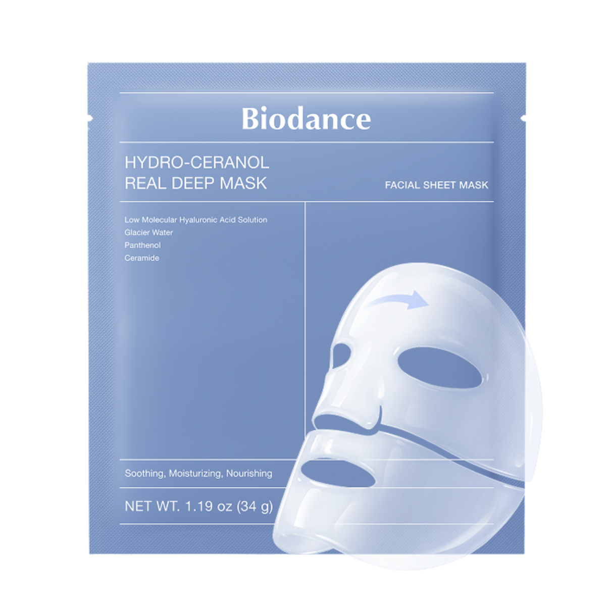 Giliai drėkinanti hidrogelinė veido kaukė "Hydro Ceranol Real Deep Mask"