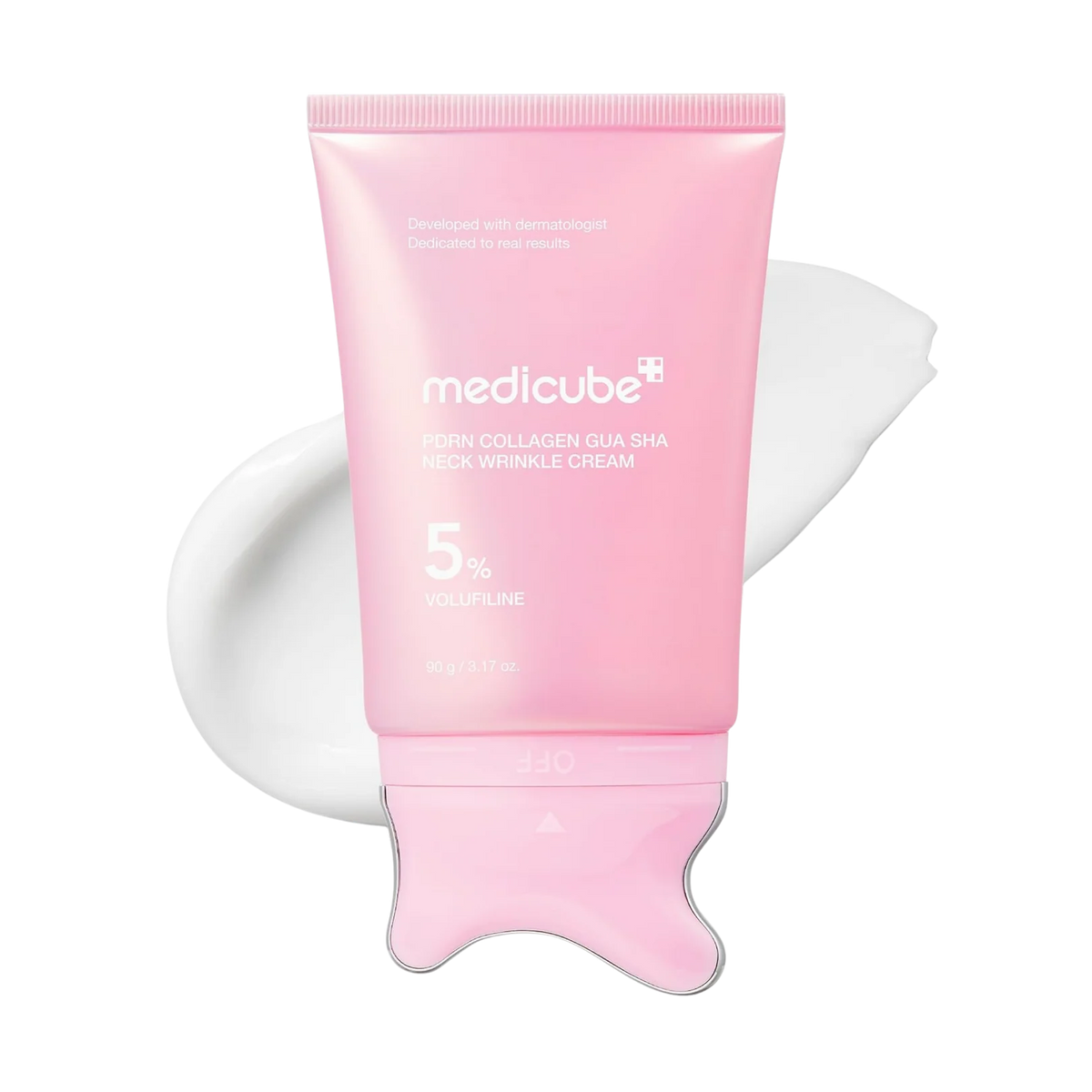 Stangrinamasis kaklo ir dekoltė kremas su integruotu Gua Sha masažuokliu "PDRN Collagen Gua Sha Neck Wrinkle Cream", 90 g