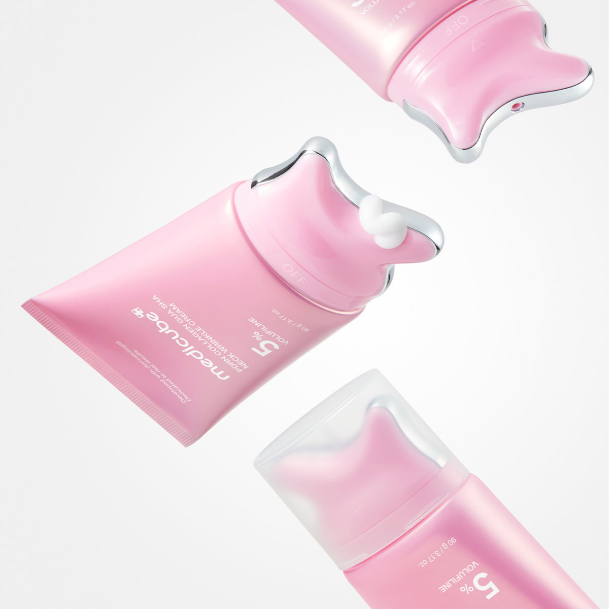 Stangrinamasis kaklo ir dekoltė kremas su integruotu Gua Sha masažuokliu "PDRN Collagen Gua Sha Neck Wrinkle Cream", 90 g