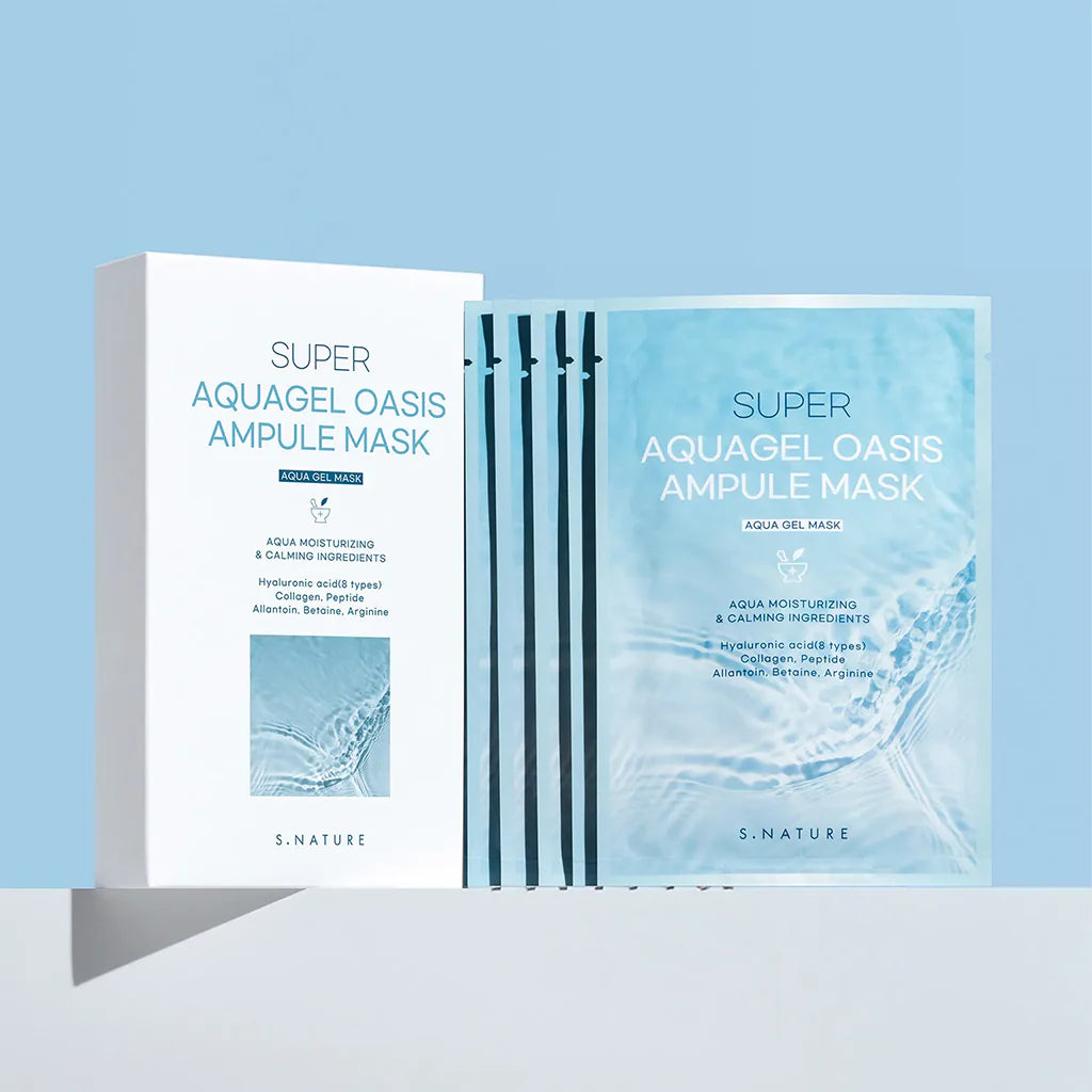 Lakštinių veido kaukių rinkinys "Super Aquagel Oasis Ampoule Mask – 1 Pack", 5 vnt.