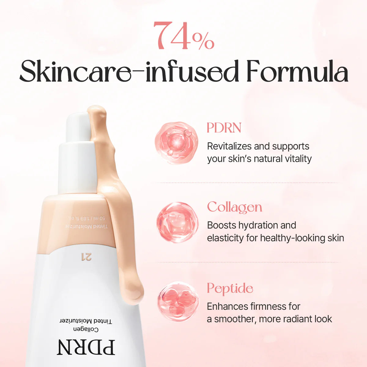 Veido kremas su atspalviu "PDRN Collagen Tinted Moisturizer No. 17 Bare" 50 ml