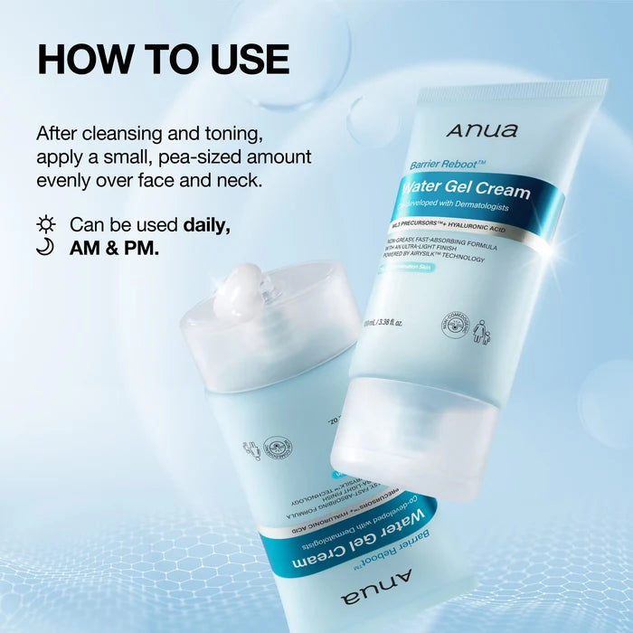 Lengvas drėkinamasis gelinis kremas odos barjerui stiprinti ir paraudimui mažinti "Barrier Reboot Water Gel Cream", 100 ml