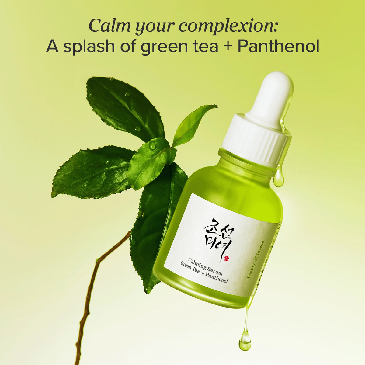 Raminamasis veido serumas su žaliosios arbatos ekstraktu ir pantenoliu "Calming Serum Green Tea + Panthenol", 30 ml