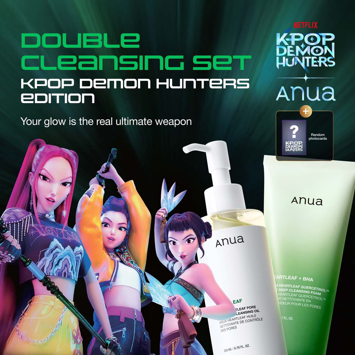 Dvigubo veido valymo rinkinys "K-Pop Demon Hunters Glass Skin Cleanse Duo Set"