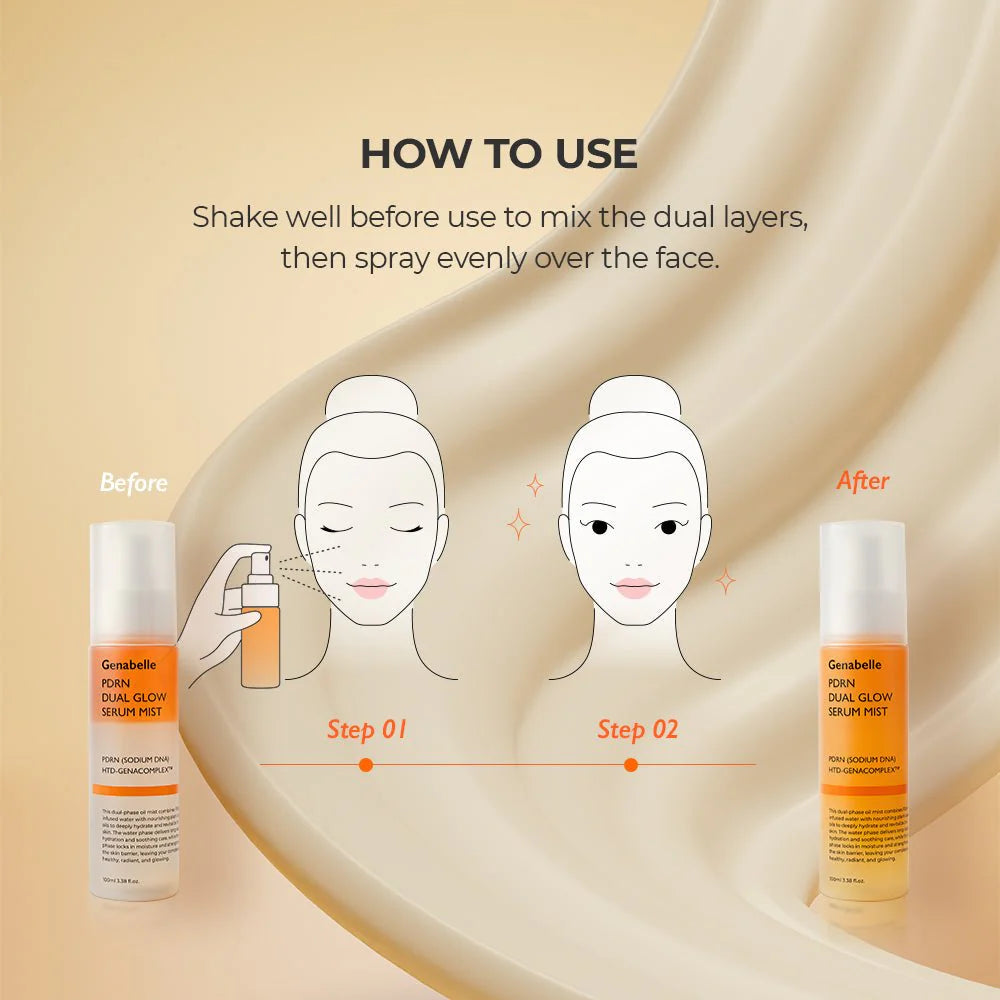 Dvifazė veido dulksna "PDRN Dual Glow Serum Mist", 100 ml